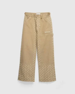 Marine Serre Moon Jacquard Twill Workwear Pants Dark Beige- Pants