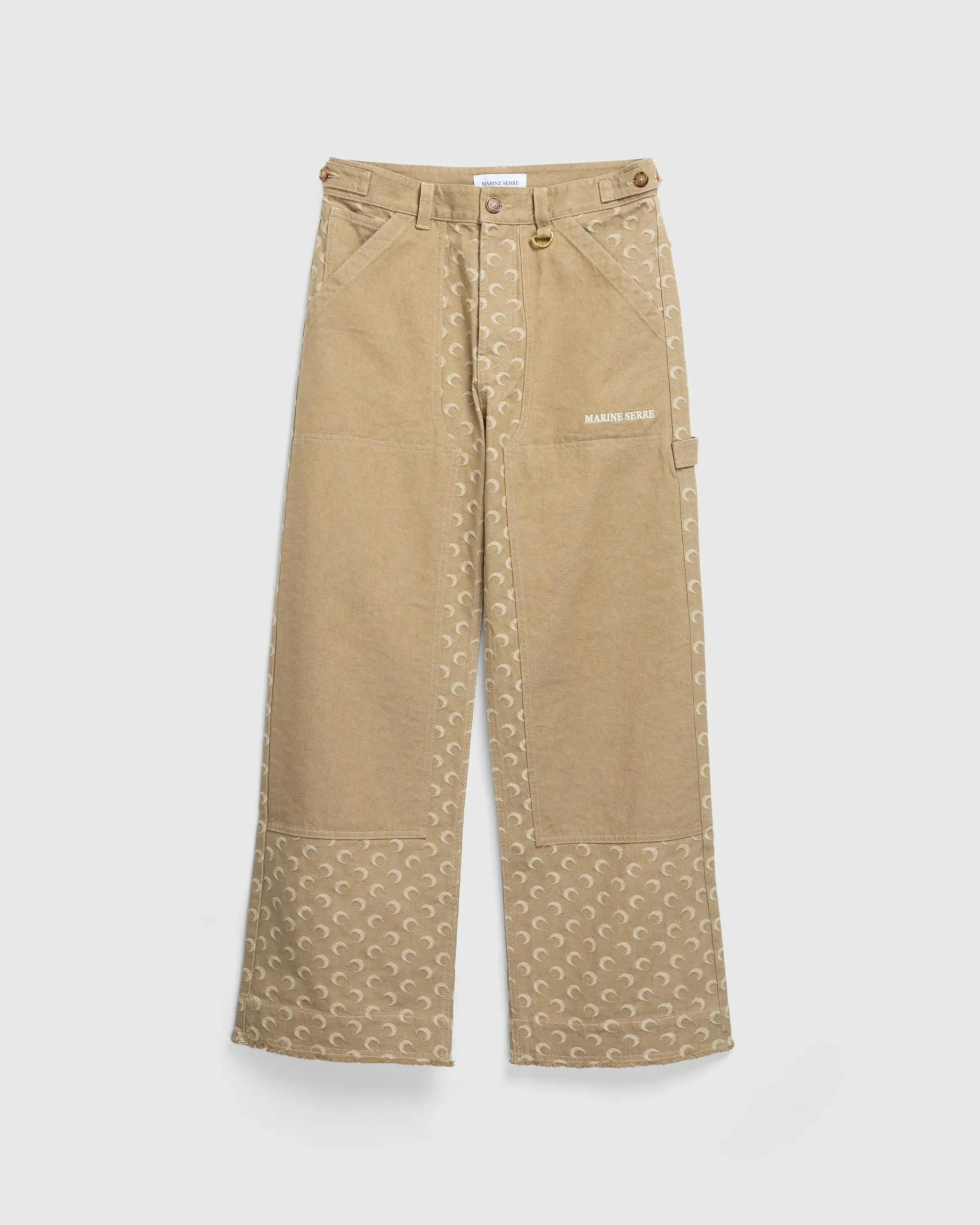 Marine Serre Moon Jacquard Twill Workwear Pants Dark Beige- Pants