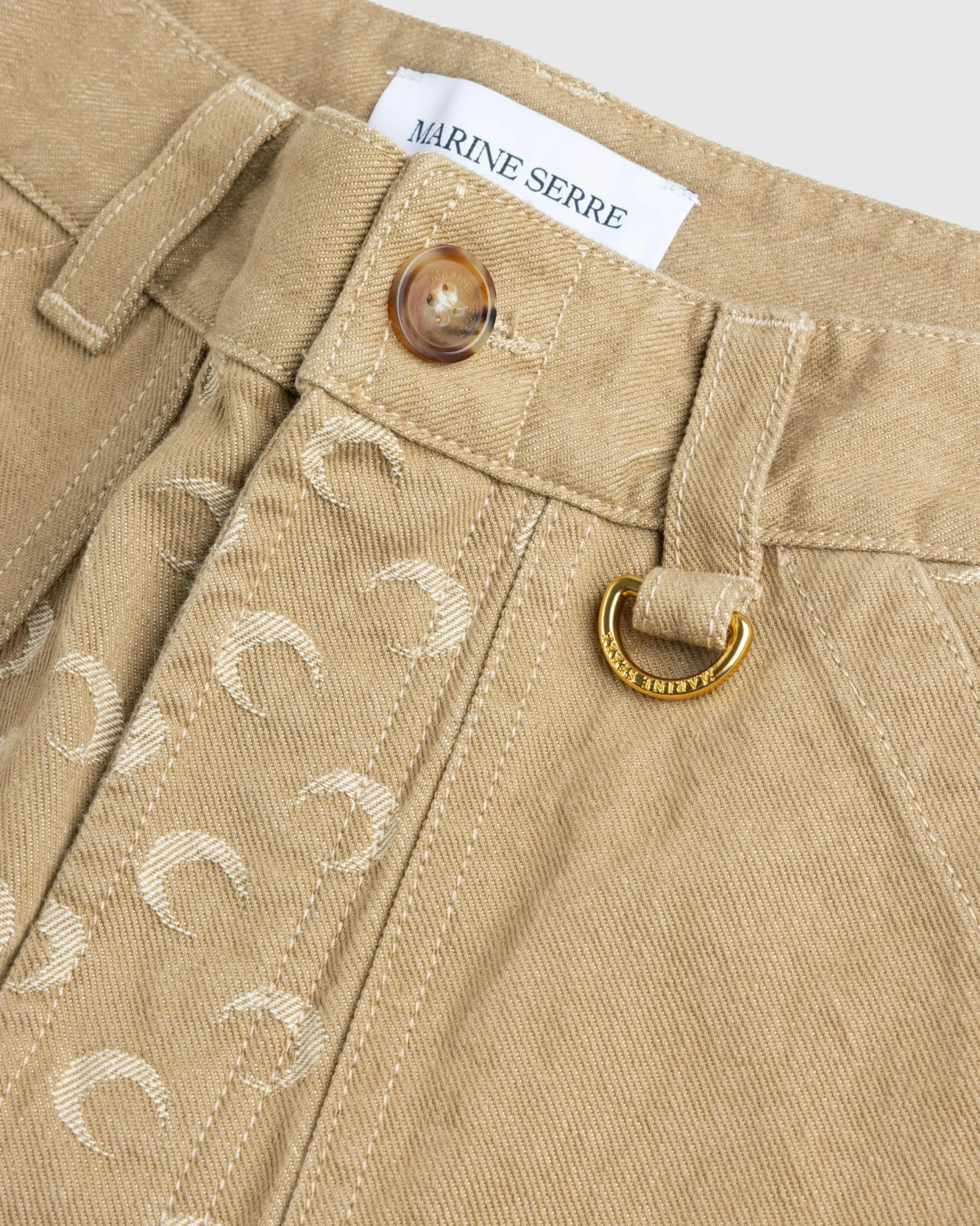 Marine Serre Moon Jacquard Twill Workwear Pants Dark Beige- Pants