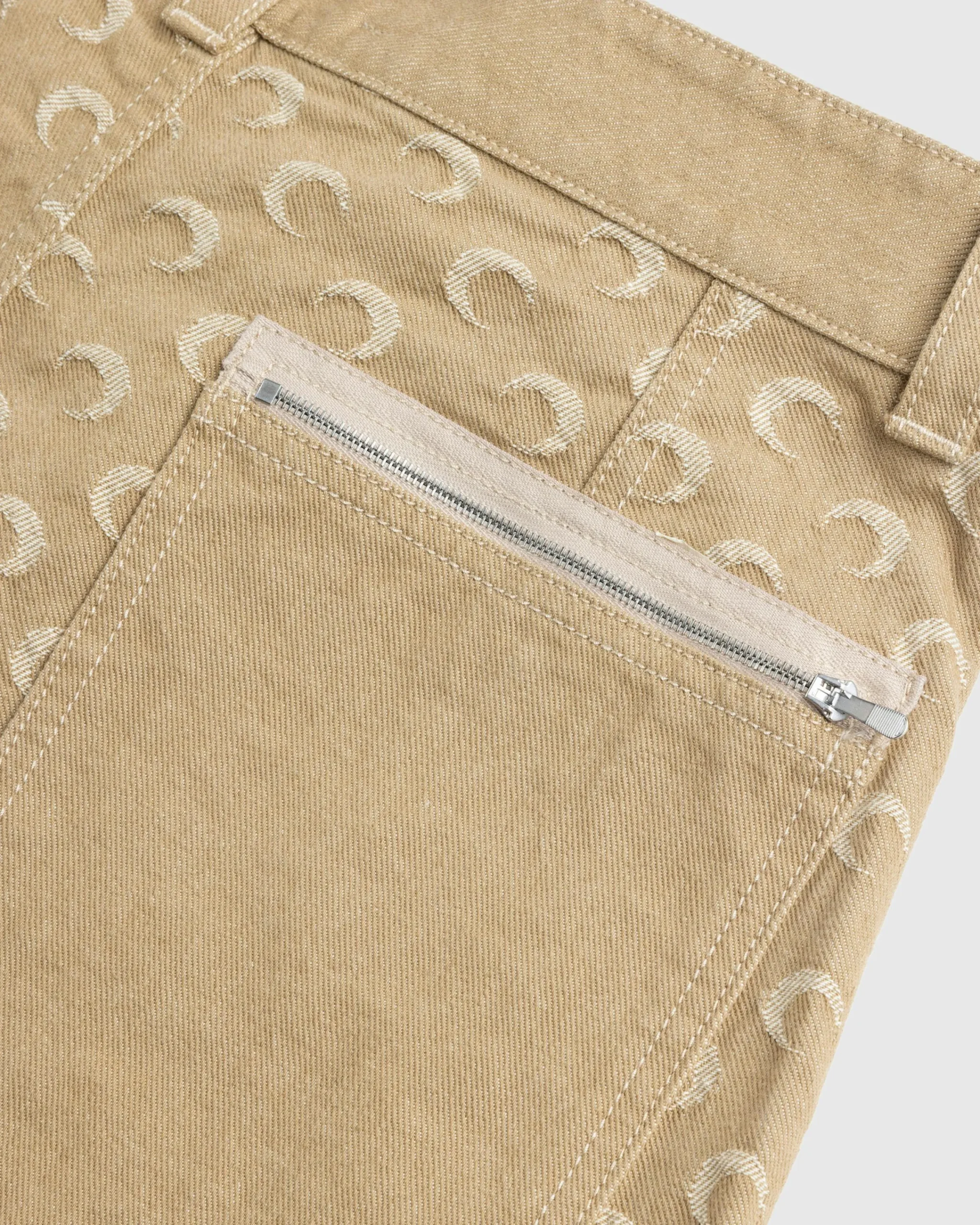 Marine Serre Moon Jacquard Twill Workwear Pants Dark Beige- Pants