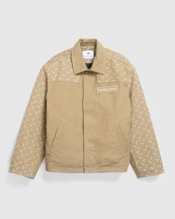 Marine Serre Moon Jacquard Twill Workwear Jacket Dark Beige- Outerwear