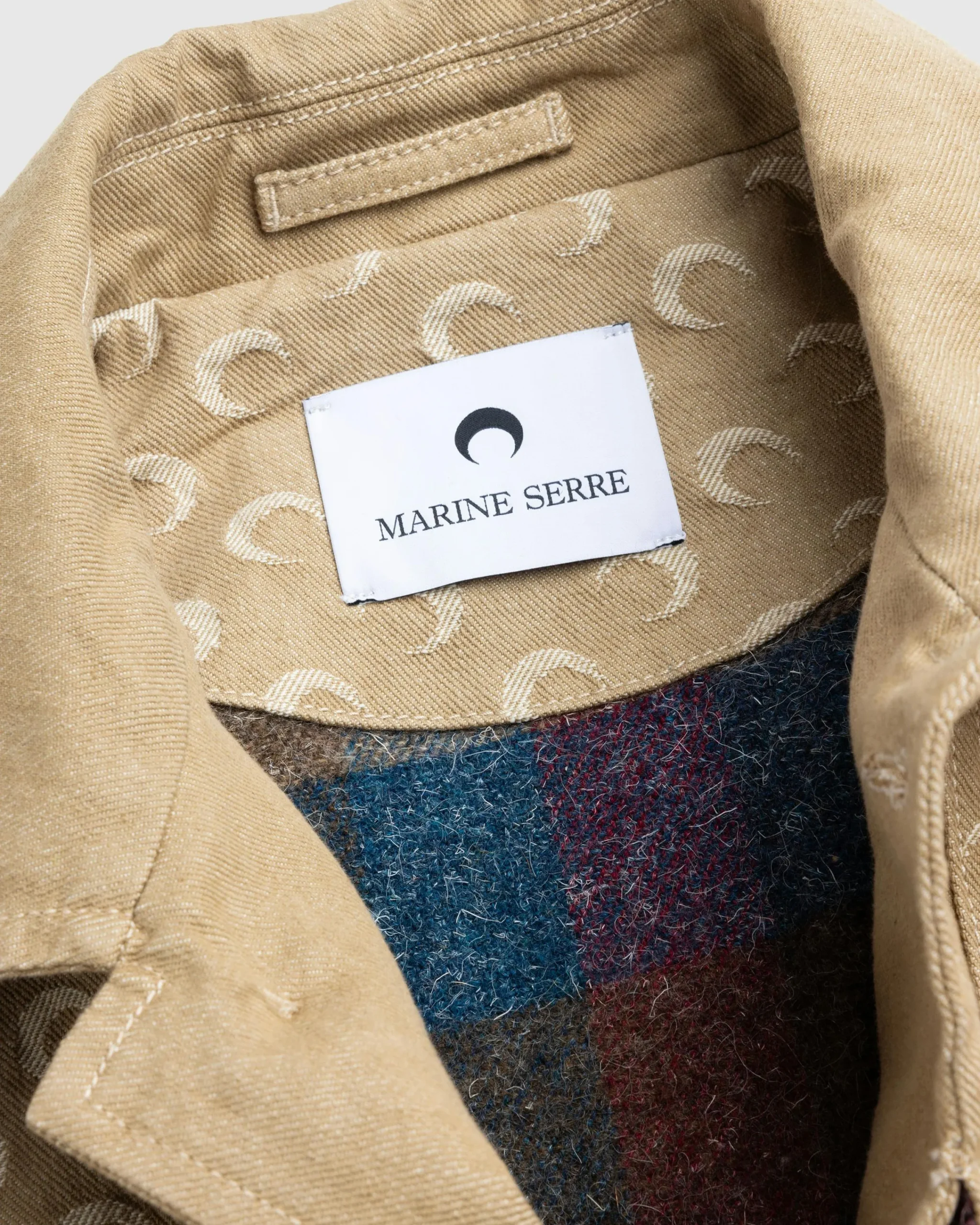 Marine Serre Moon Jacquard Twill Workwear Jacket Dark Beige- Outerwear