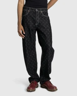 Marine Serre Moon Laser Denim Straight Jeans- Pants