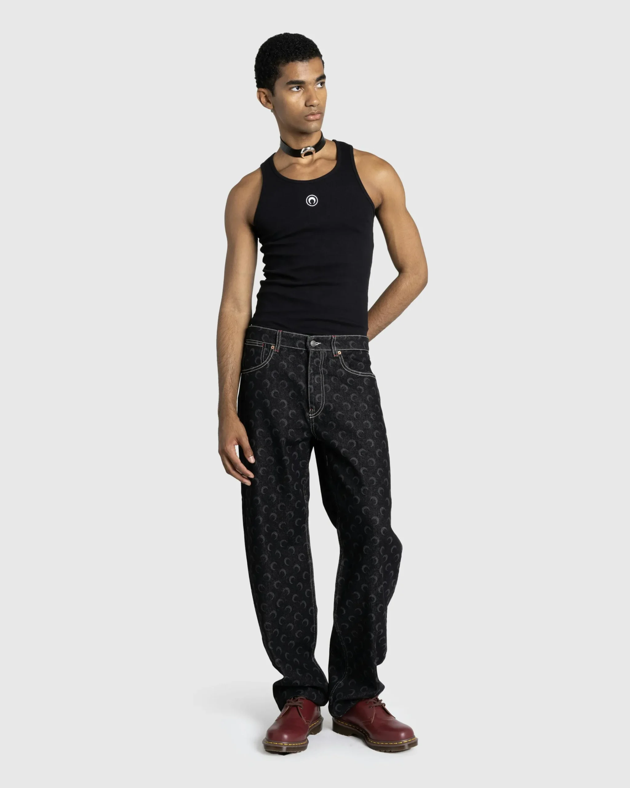 Marine Serre Moon Laser Denim Straight Jeans- Pants