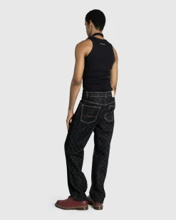 Marine Serre Moon Laser Denim Straight Jeans- Pants