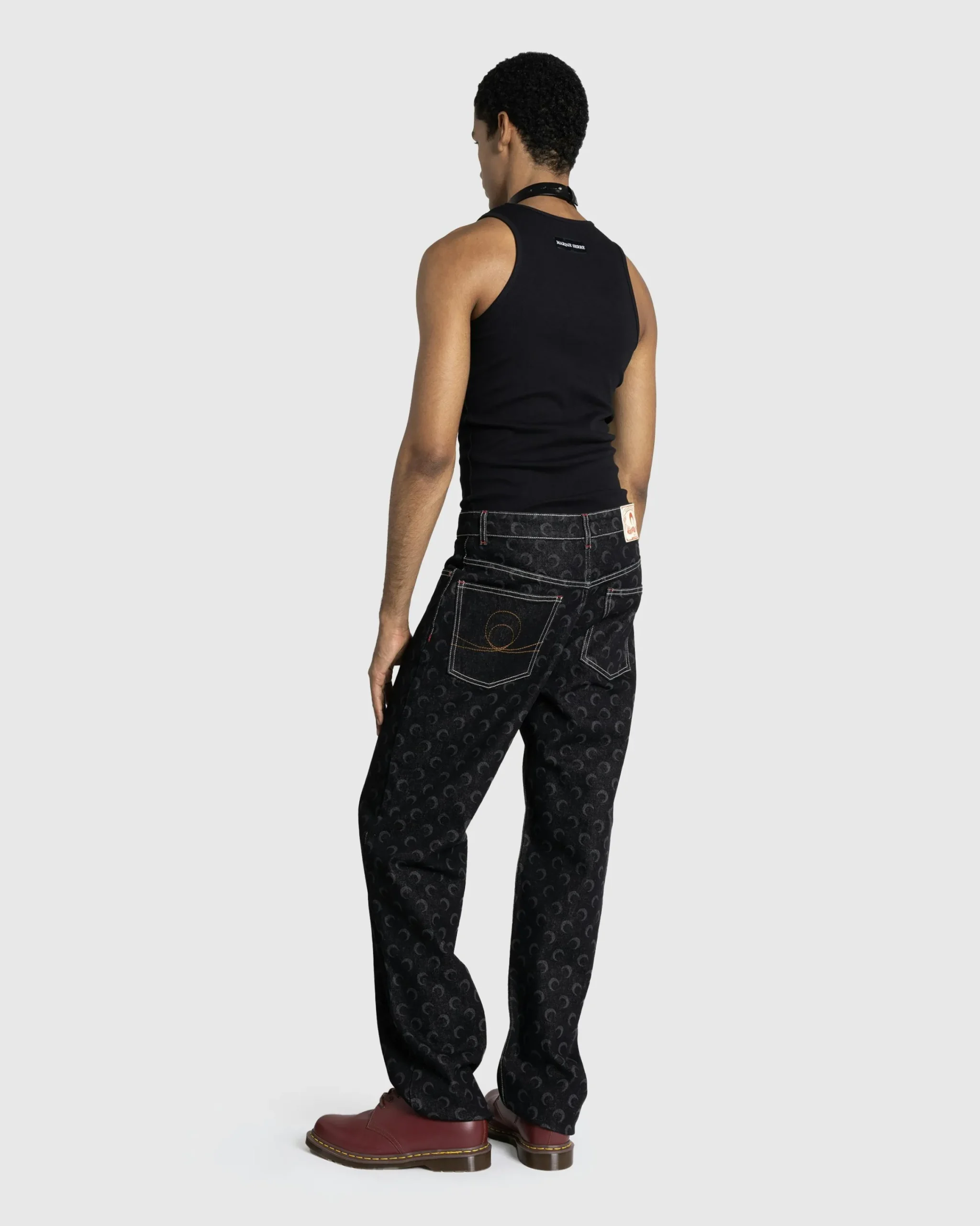 Marine Serre Moon Laser Denim Straight Jeans- Pants