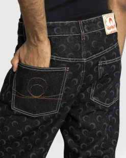 Marine Serre Moon Laser Denim Straight Jeans- Pants