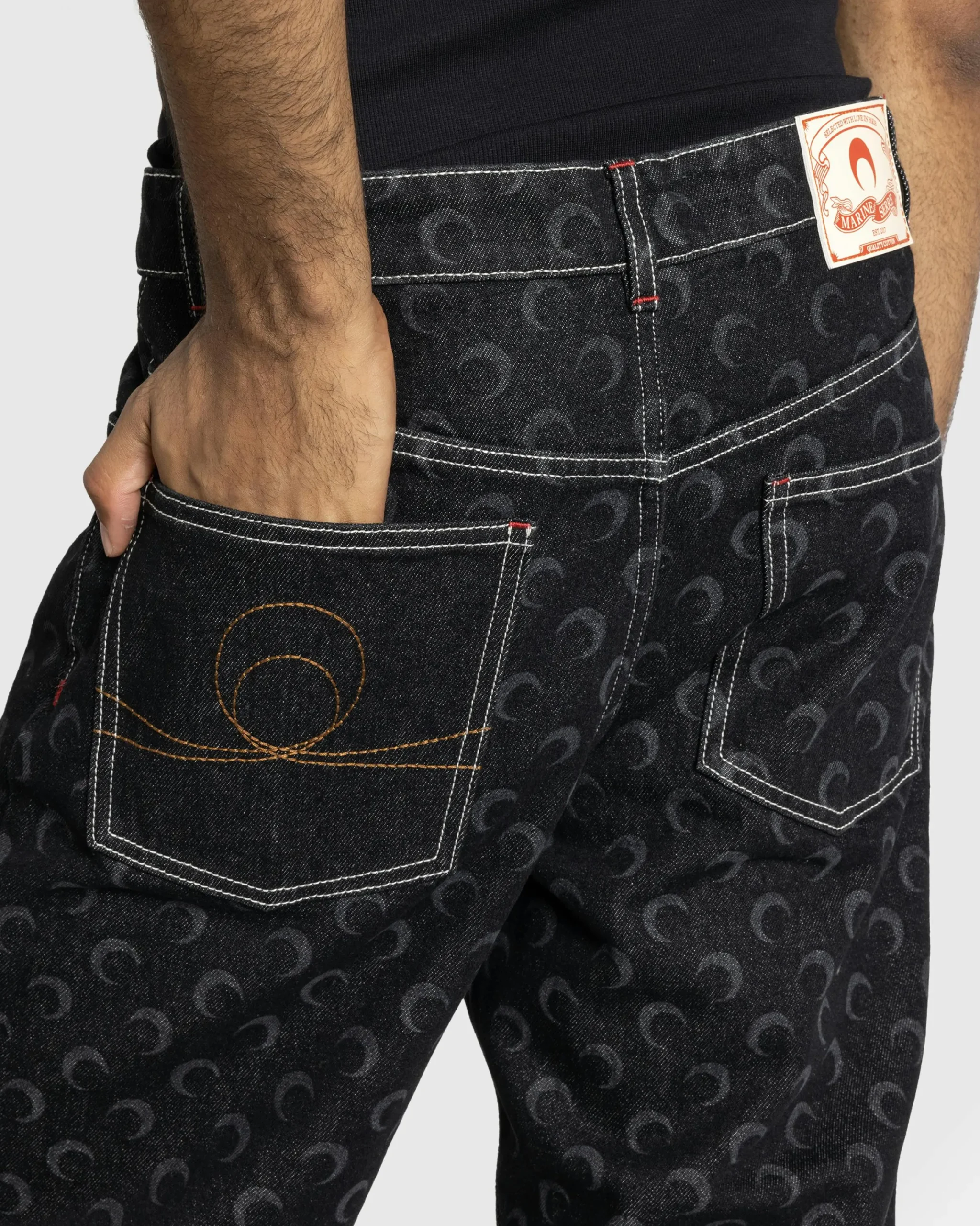 Marine Serre Moon Laser Denim Straight Jeans- Pants