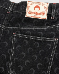 Marine Serre Moon Laser Denim Straight Jeans- Pants
