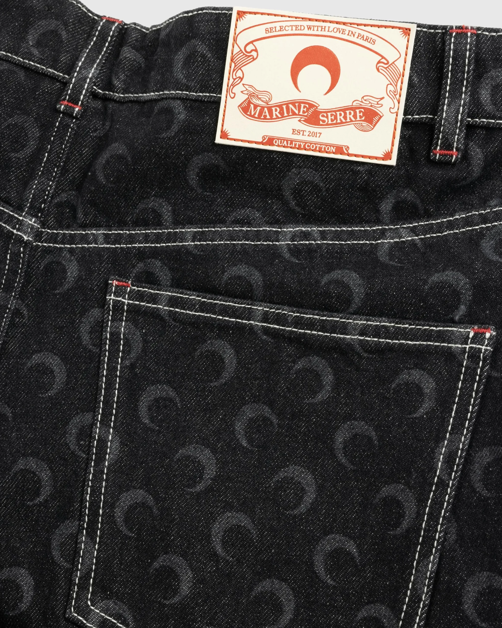 Marine Serre Moon Laser Denim Straight Jeans- Pants