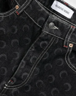 Marine Serre Moon Laser Denim Straight Jeans- Pants