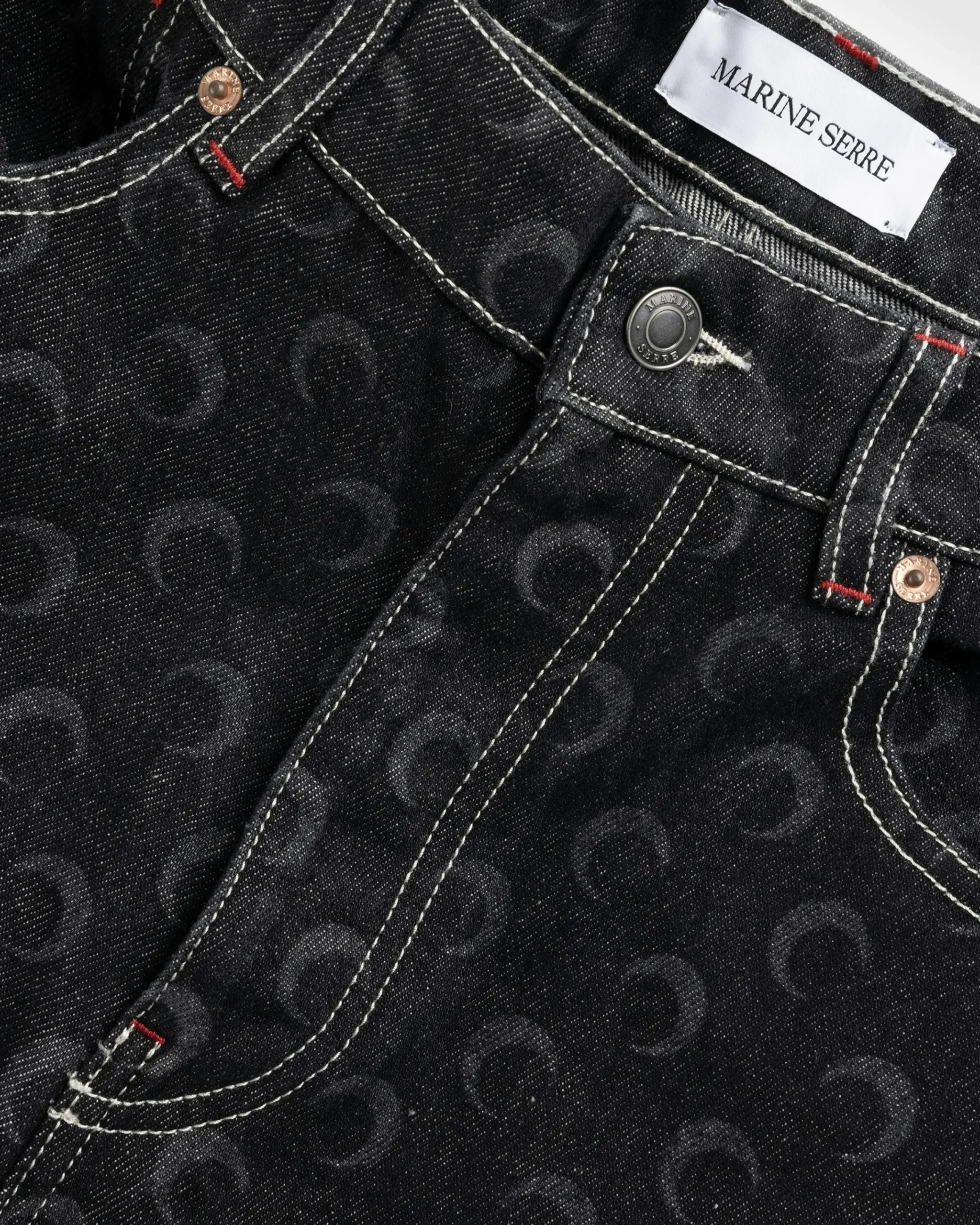 Marine Serre Moon Laser Denim Straight Jeans- Pants