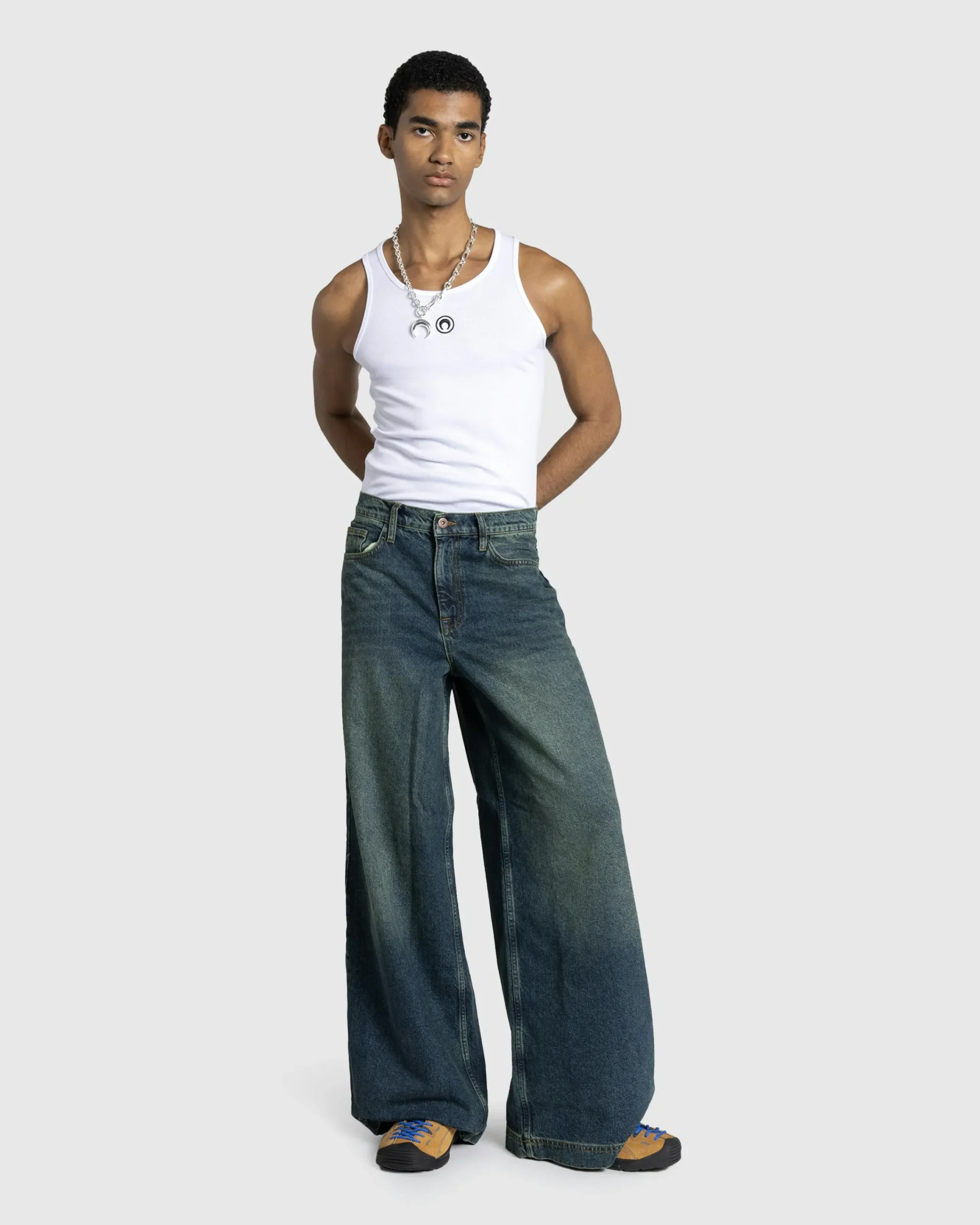 Marine Serre Moon Logo Ribbed Jersey Tank Top- Tops