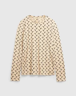 Marine Serre Moon Printed Jersey Second Skin Regular Top- Tops