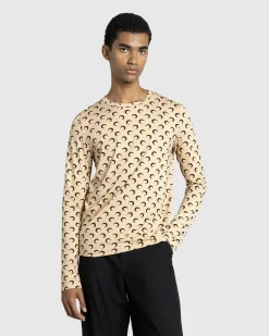 Marine Serre Moon Printed Jersey Second Skin Regular Top- Tops
