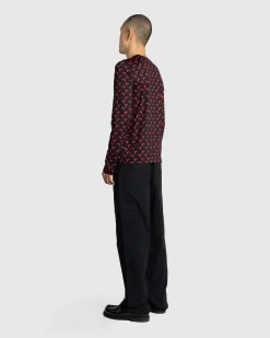 Marine Serre Moon Printed Jersey Second Skin Regular Top Black/Red- Tops
