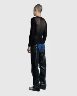 Jean Paul Gaultier Morphing Pinstripes Top Black- Tops