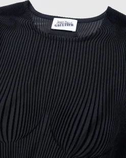 Jean Paul Gaultier Morphing Pinstripes Top Black- Tops