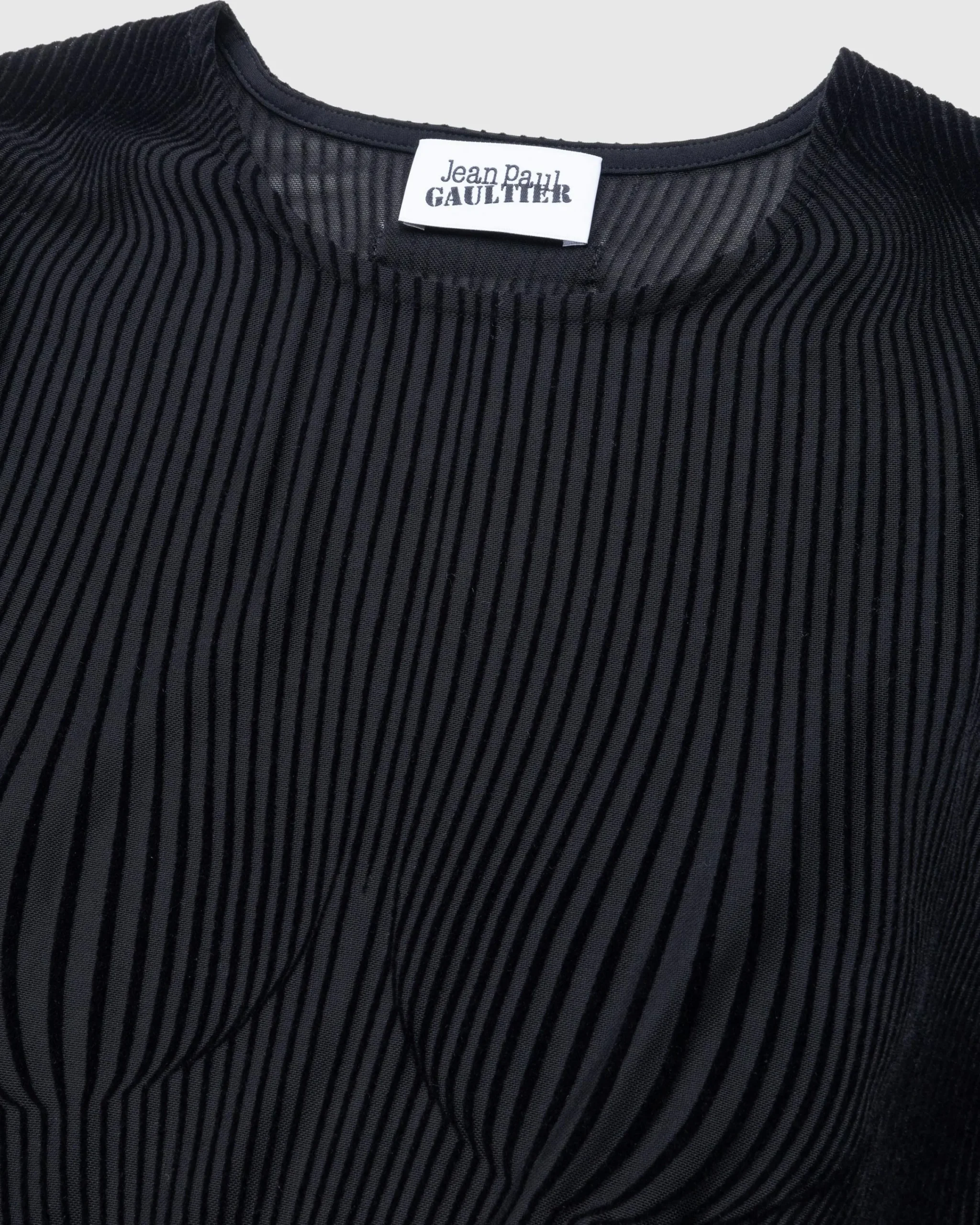 Jean Paul Gaultier Morphing Pinstripes Top Black- Tops