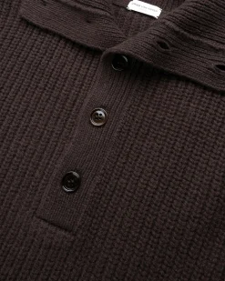 Dries van Noten Mudra Polo Sweater Dark Brown- Knitwear