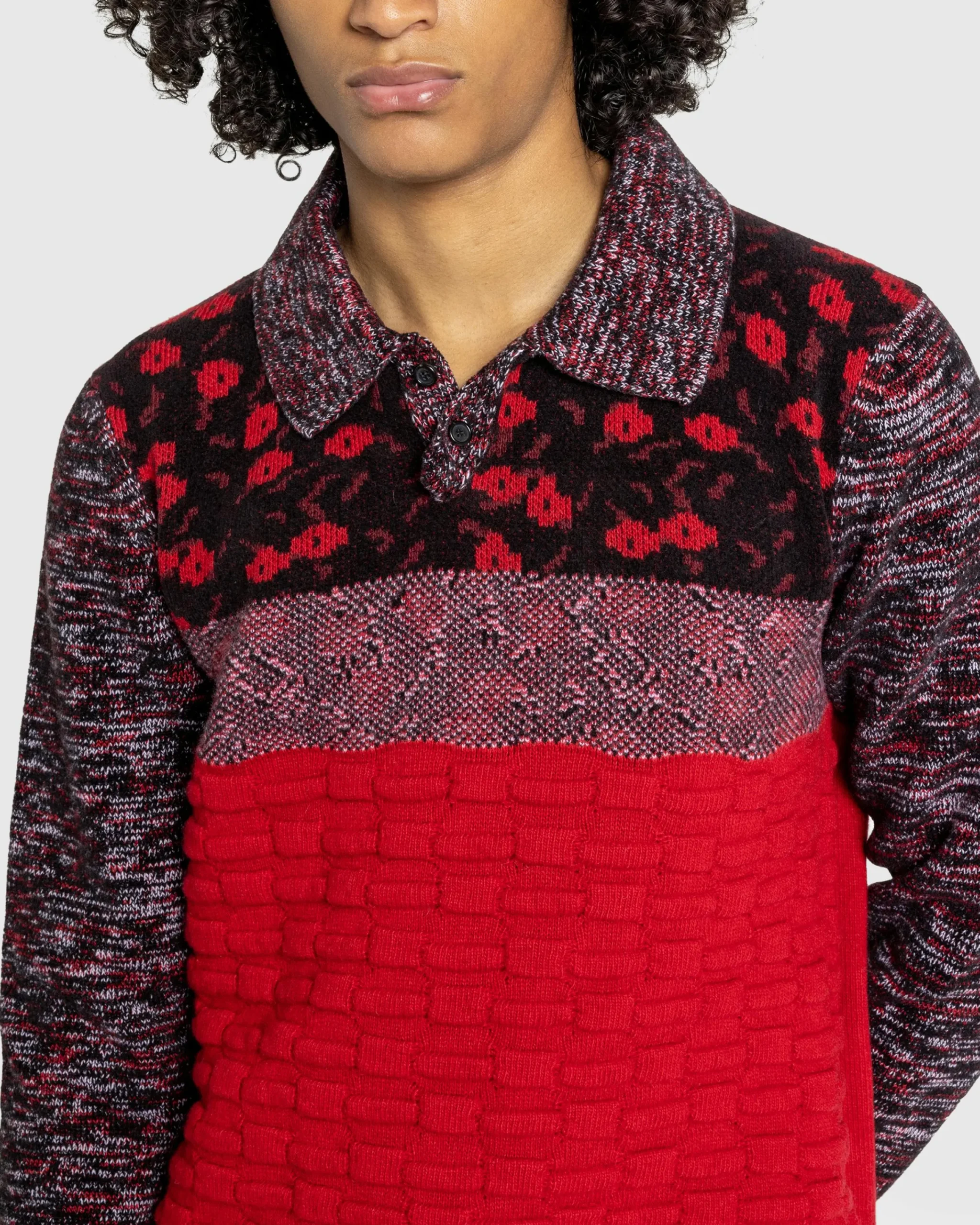 J.W. Anderson Multi Stitch Polo Bright Red- Tops