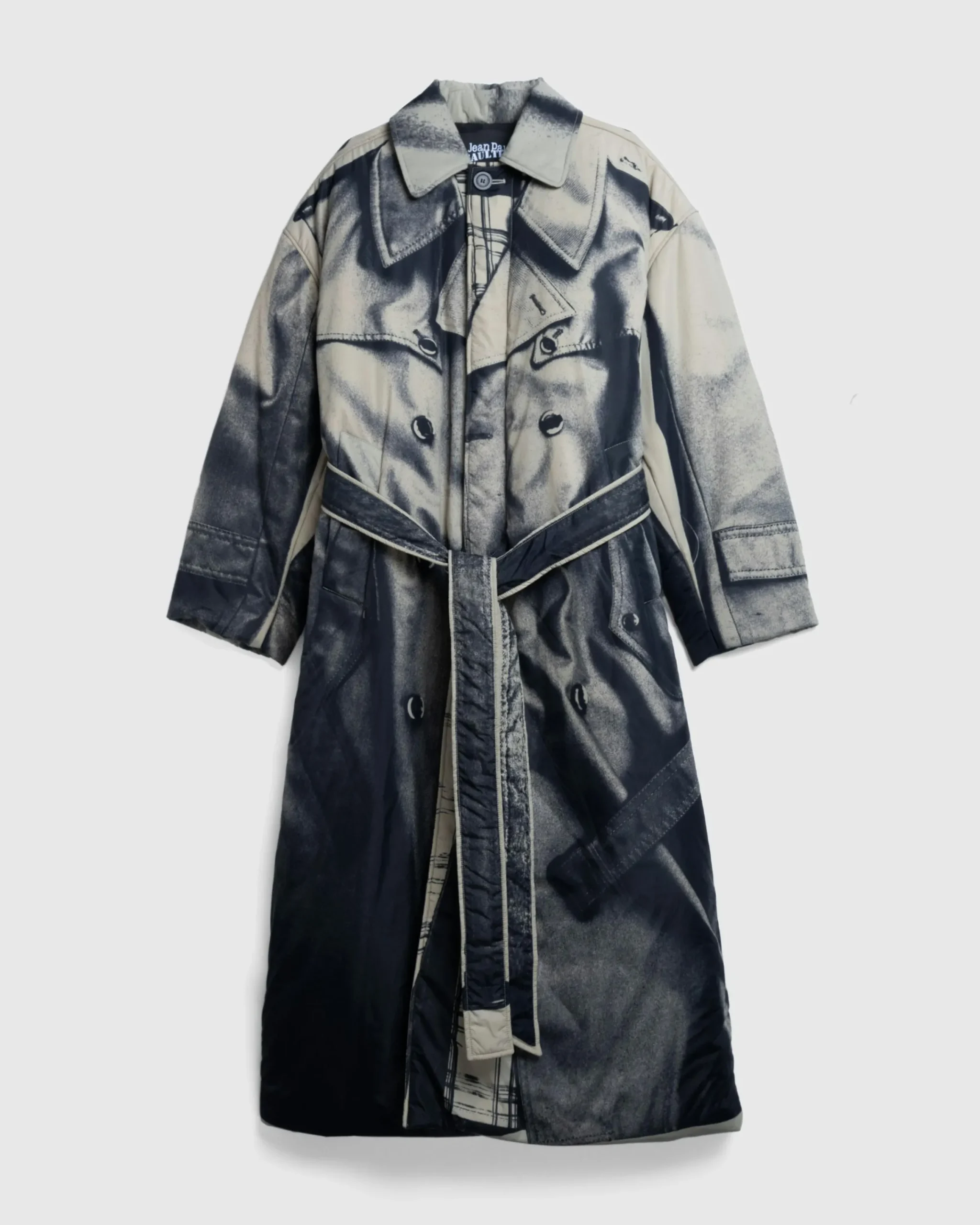 Jean Paul Gaultier Nylon Padded Trench Printed "Trompe-l'œil Trench"- Outerwear