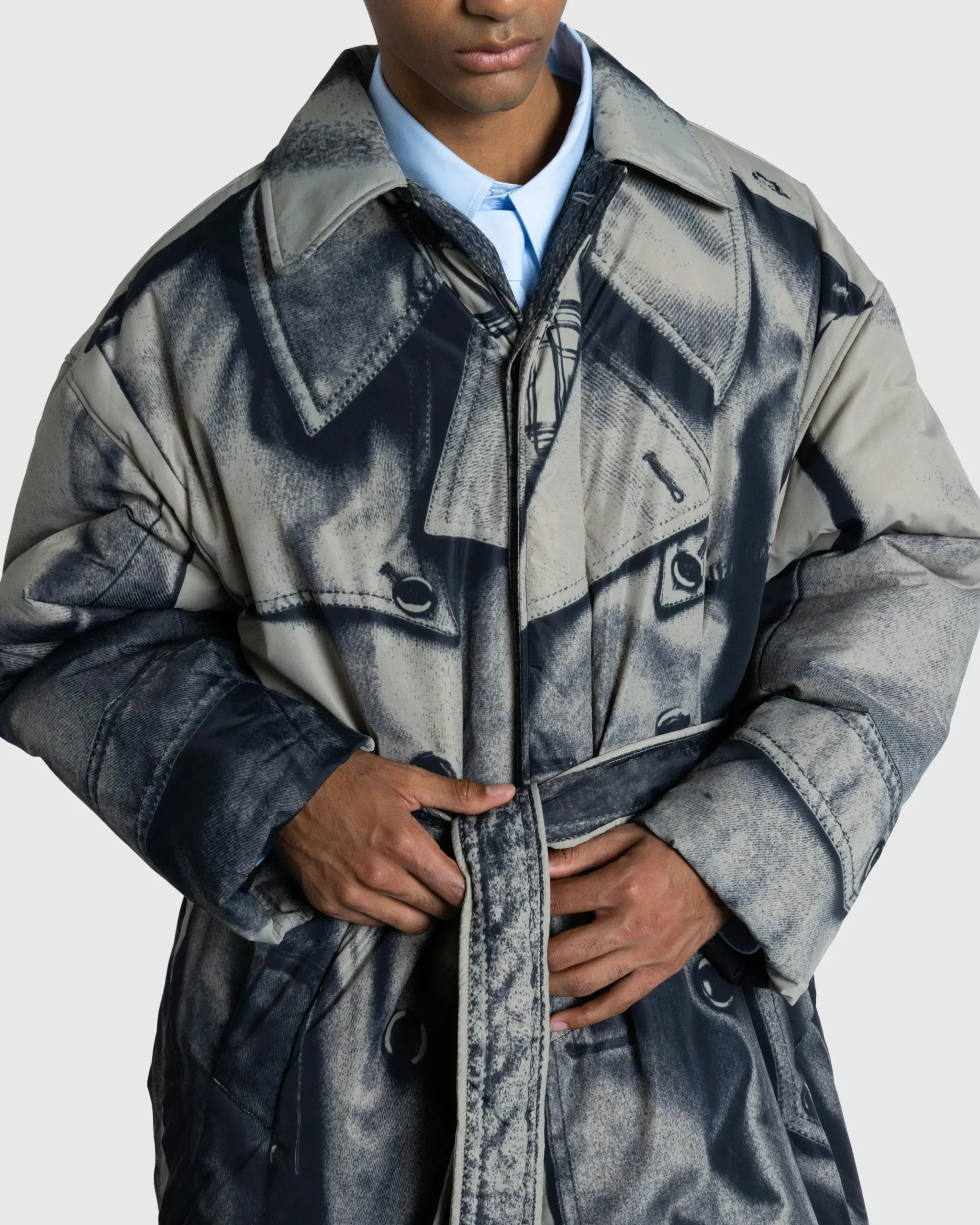 Jean Paul Gaultier Nylon Padded Trench Printed "Trompe-l'œil Trench"- Outerwear