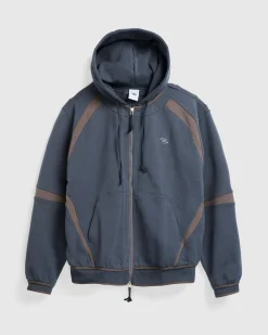 San San Gear Oblique Hoodie Zip-Up Midnight Blue- Sweats