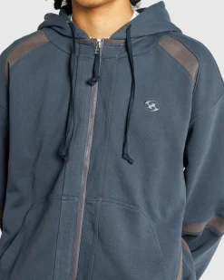 San San Gear Oblique Hoodie Zip-Up Midnight Blue- Sweats