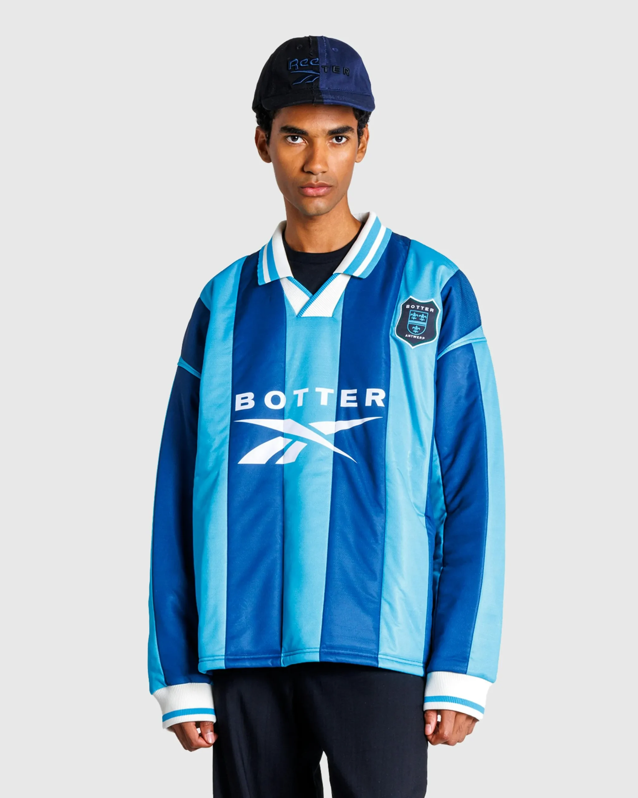 Botter Padded L/S Polo Striped Blue- Tops