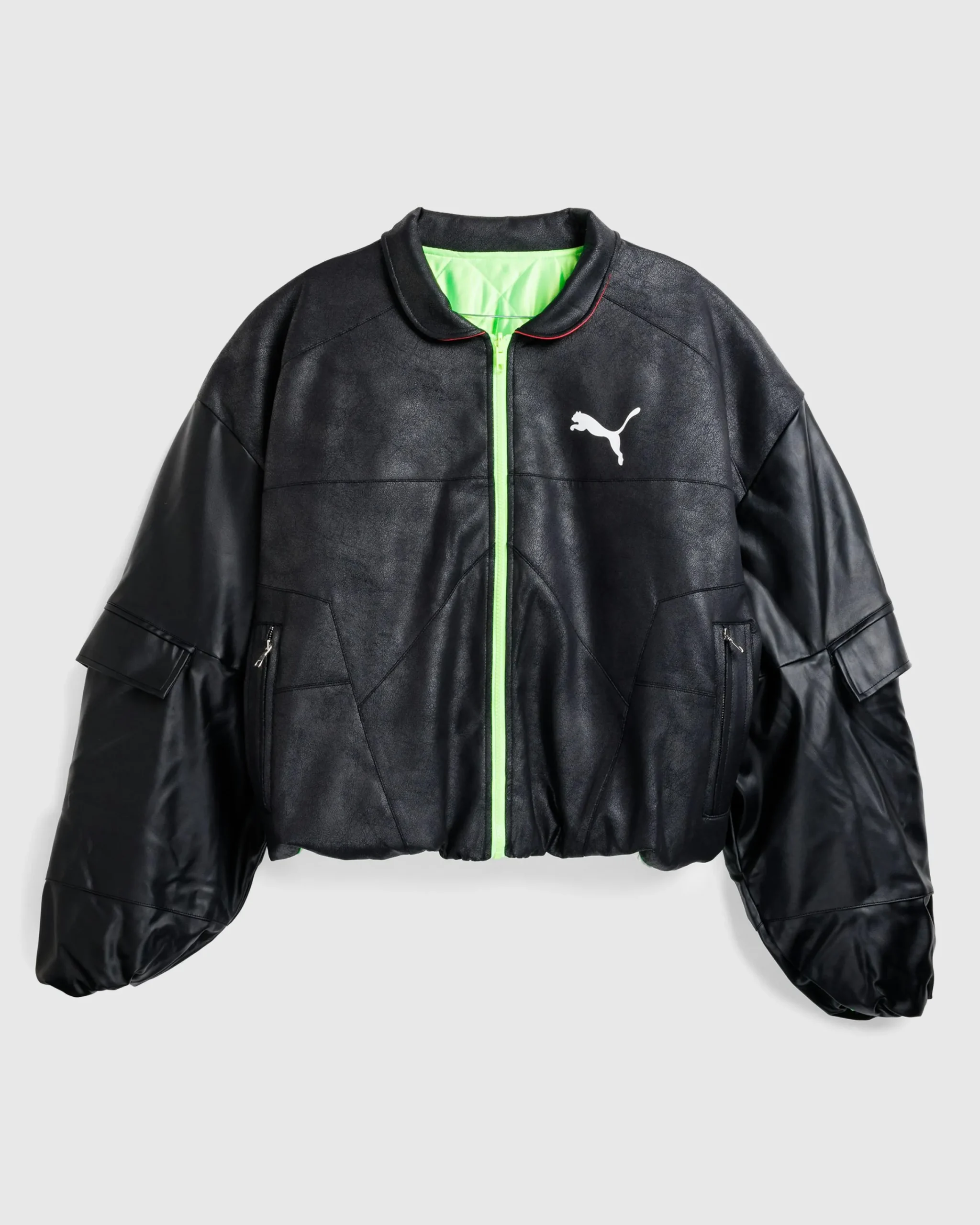 Puma Pleather Jacket Black- Outerwear
