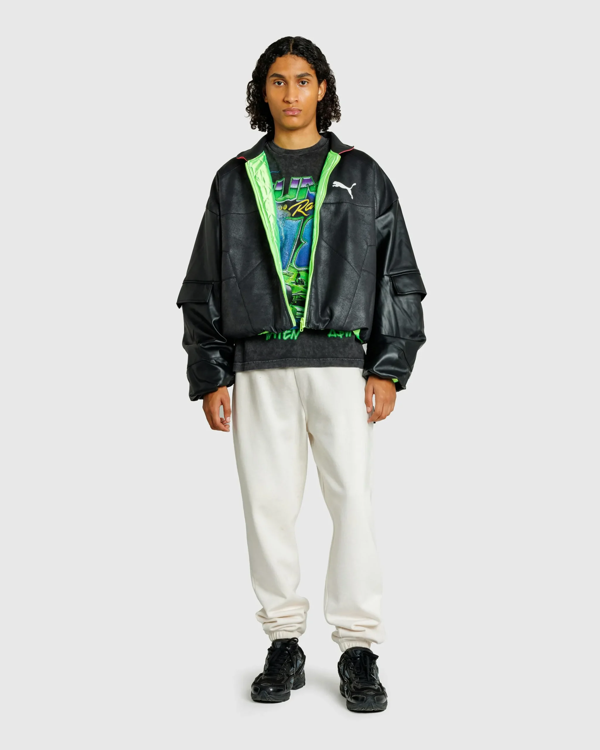 Puma Pleather Jacket Black- Outerwear