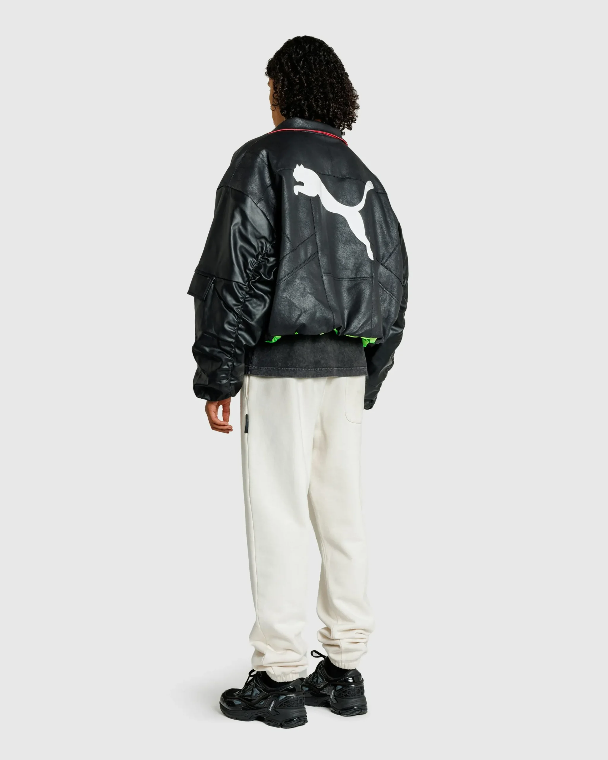 Puma Pleather Jacket Black- Outerwear