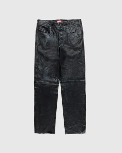 Diesel P-MACS-LTH Leather Trousers Black- Pants