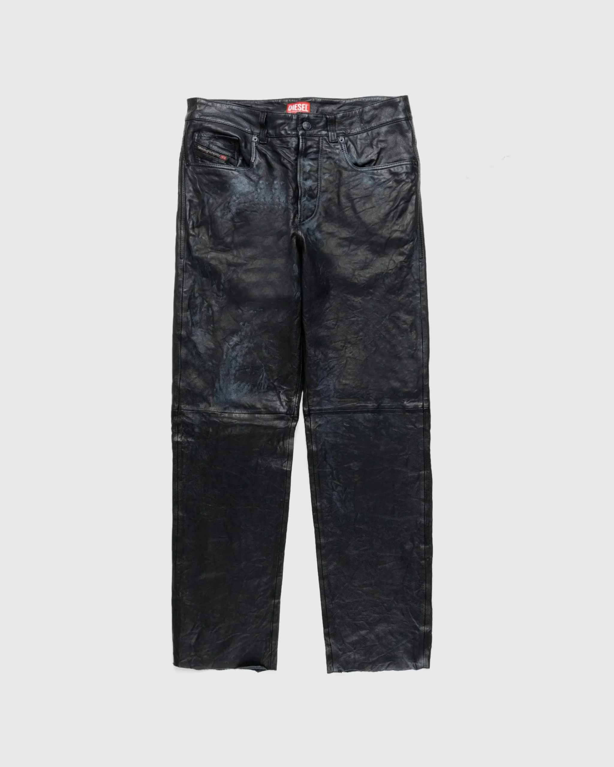 Diesel P-MACS-LTH Leather Trousers Black- Pants