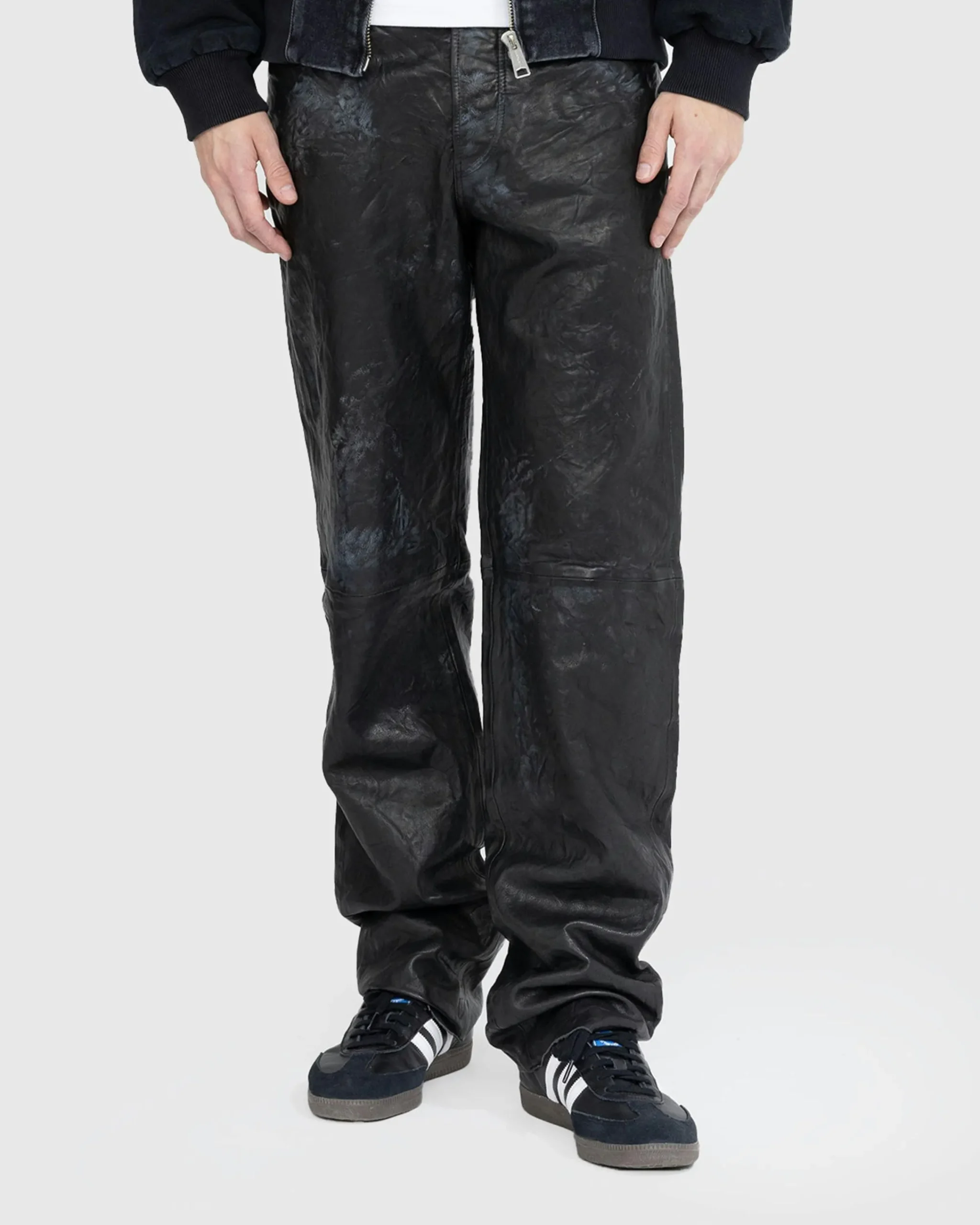 Diesel P-MACS-LTH Leather Trousers Black- Pants