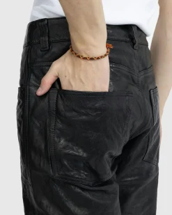 Diesel P-MACS-LTH Leather Trousers Black- Pants