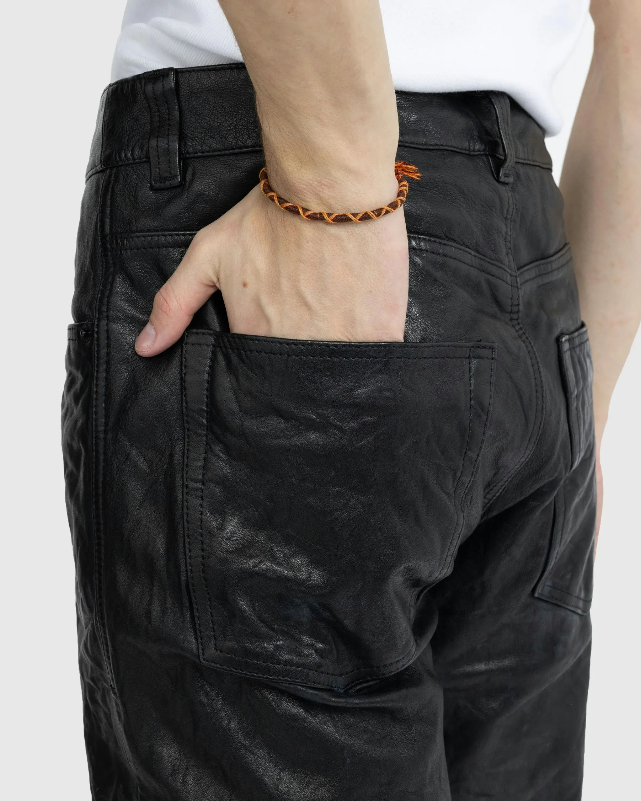 Diesel P-MACS-LTH Leather Trousers Black- Pants