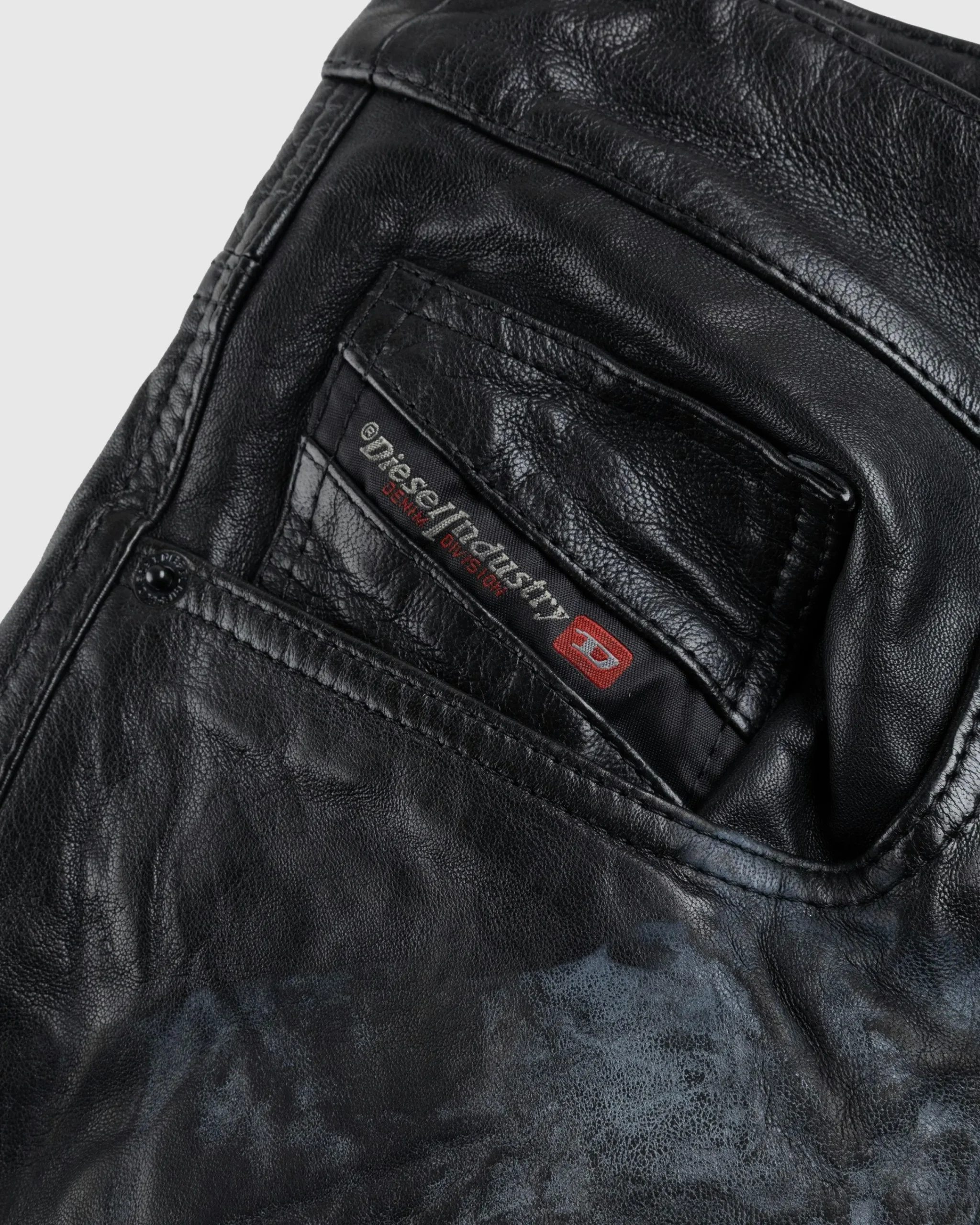Diesel P-MACS-LTH Leather Trousers Black- Pants