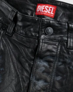 Diesel P-MACS-LTH Leather Trousers Black- Pants