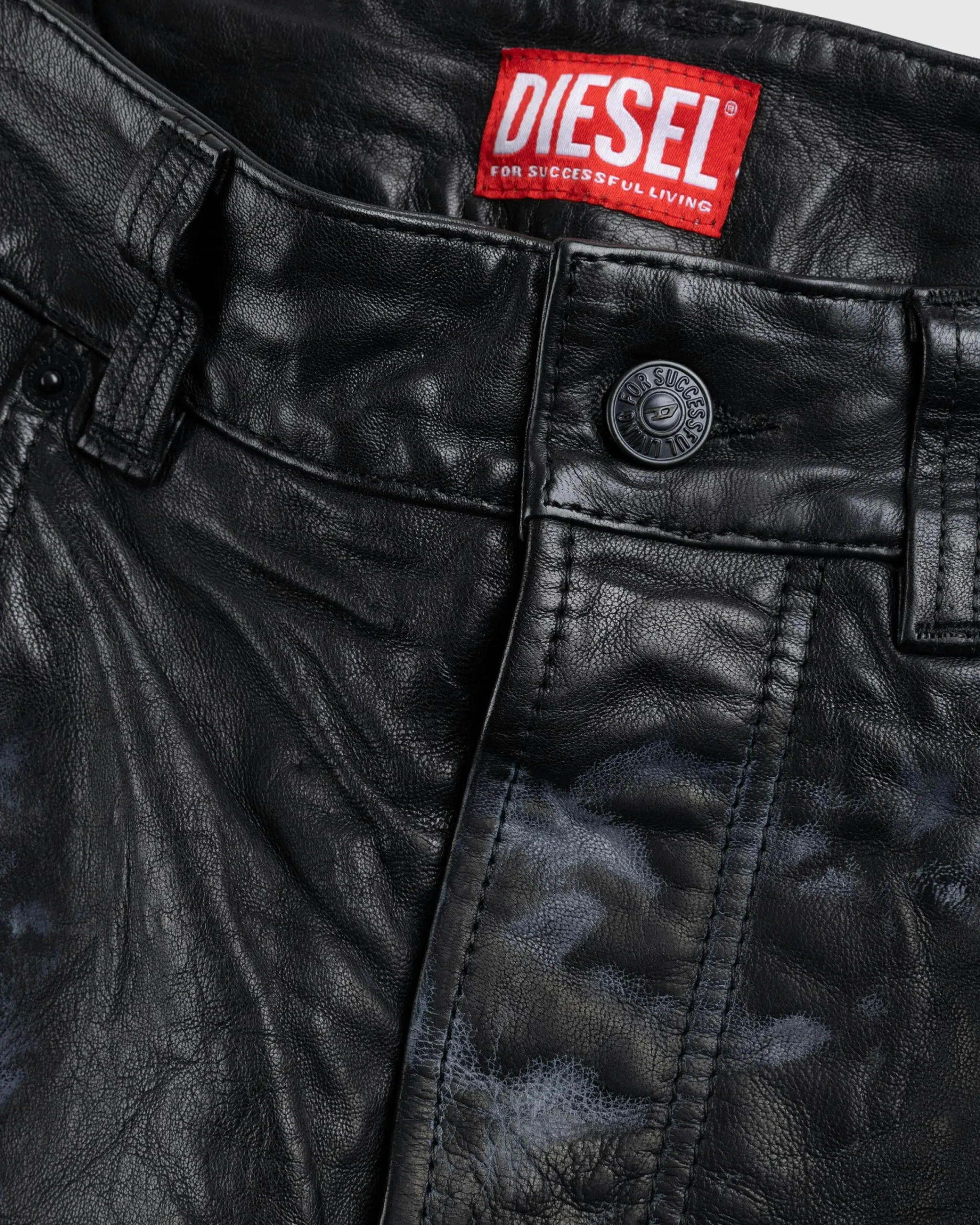 Diesel P-MACS-LTH Leather Trousers Black- Pants