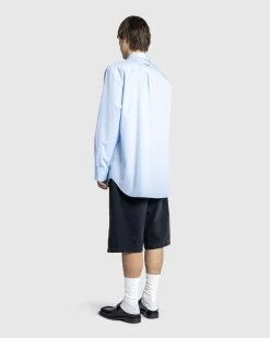 Jean Paul Gaultier Popeline Shirt Printed Madonna Trompe L'Œil Baby Blue/Black- Shirts