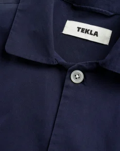 Tekla Poplin Pyjamas Shirt True Navy- Underwear And Loungewear
