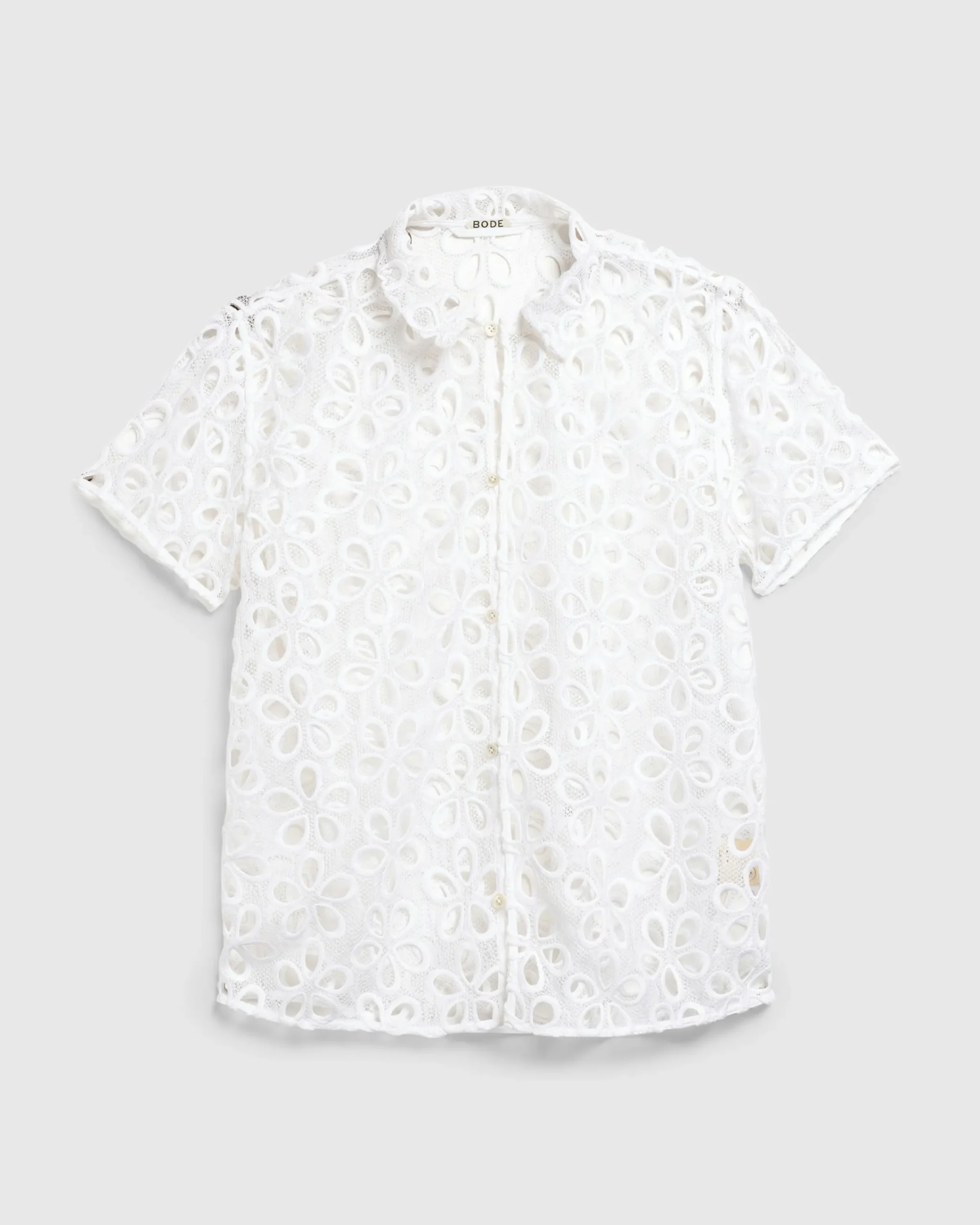 Bode Primrose Lace Short-Sleeve Shirt- Shirts