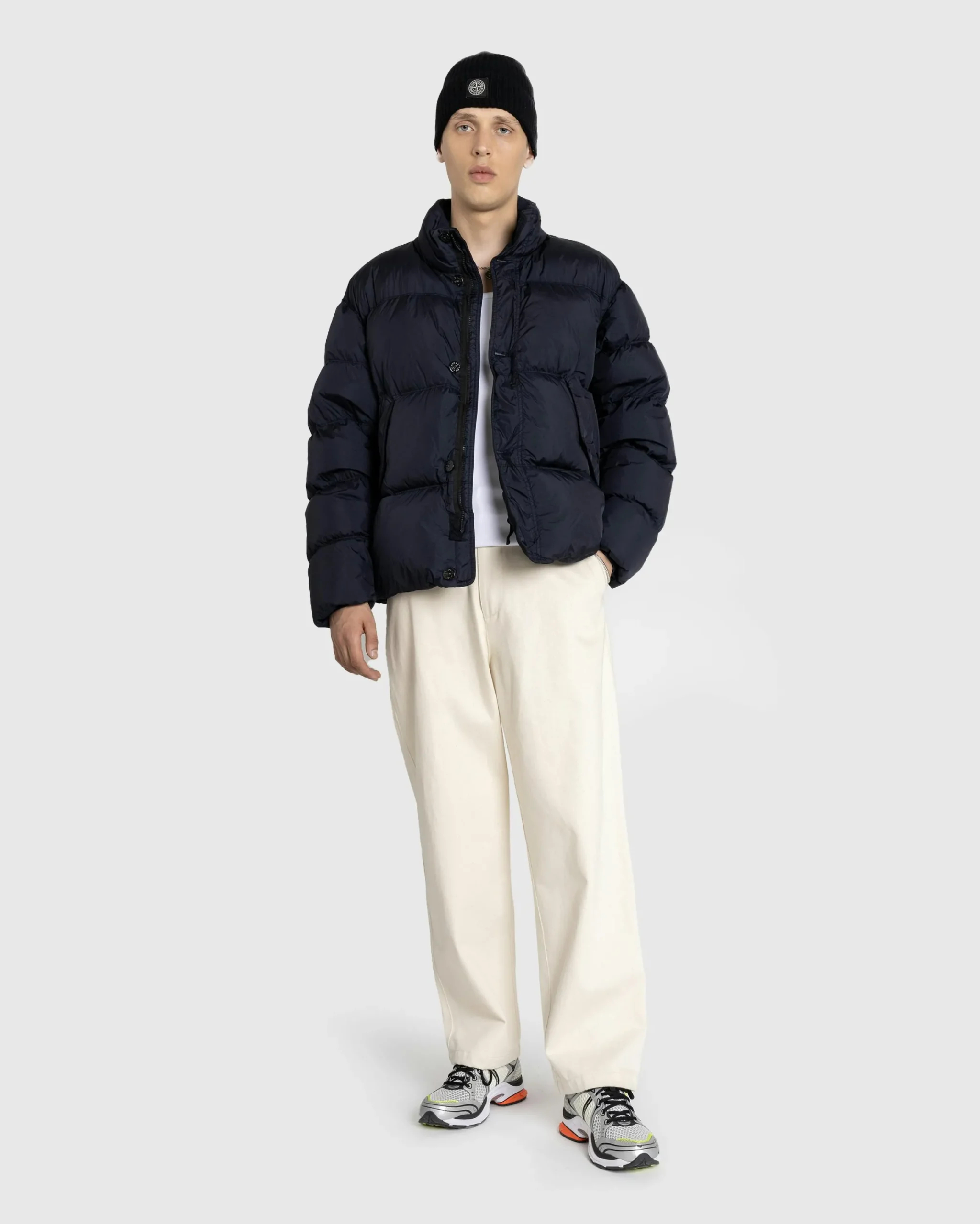 Stone Island Real Down Jacket Navy Blue- Outerwear