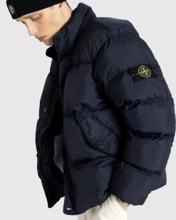 Stone Island Real Down Jacket Navy Blue- Outerwear
