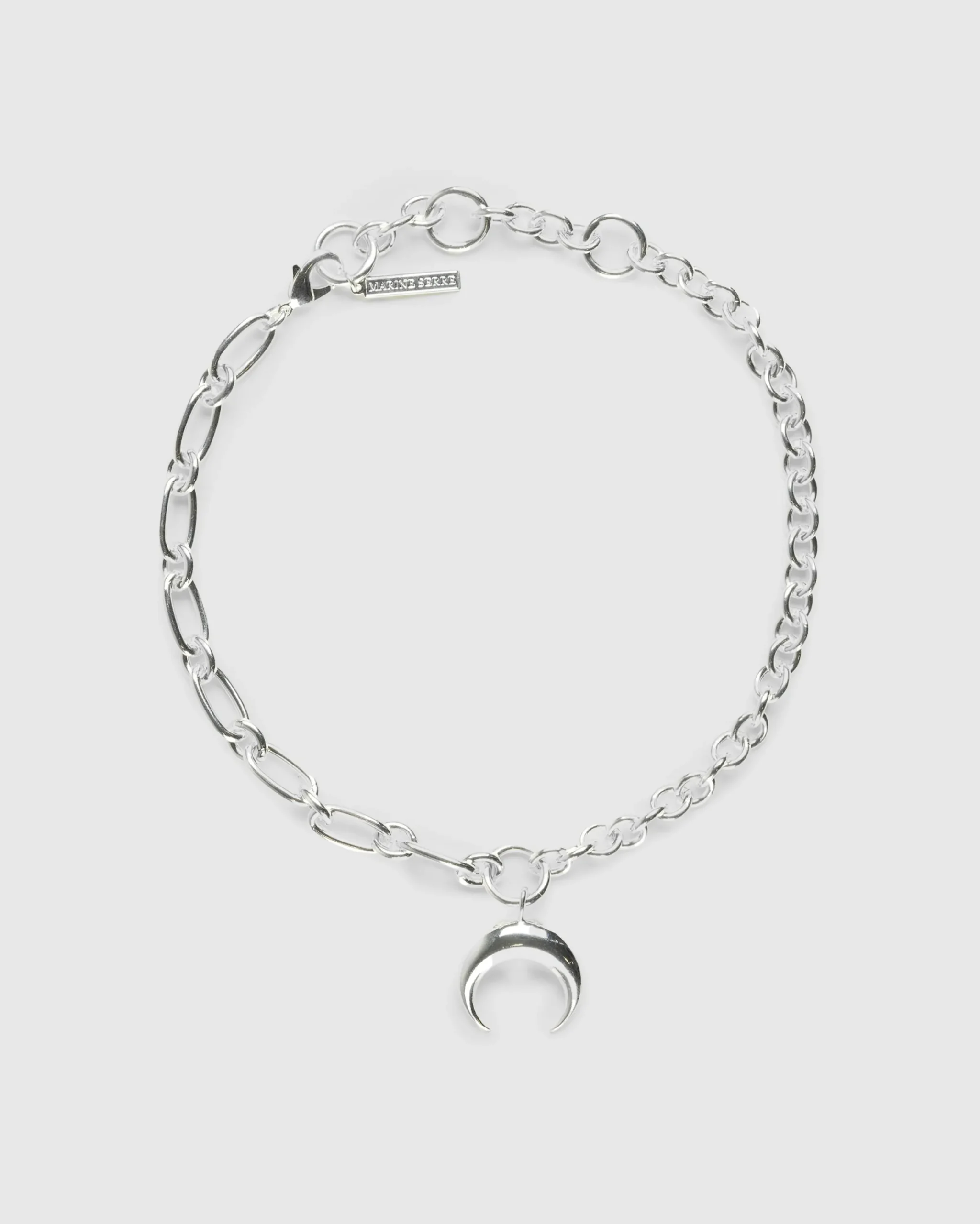 Marine Serre Recycled Pewter Moon Chain Shiny Silver- Jewelry