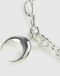 Marine Serre Recycled Pewter Moon Chain Shiny Silver- Jewelry