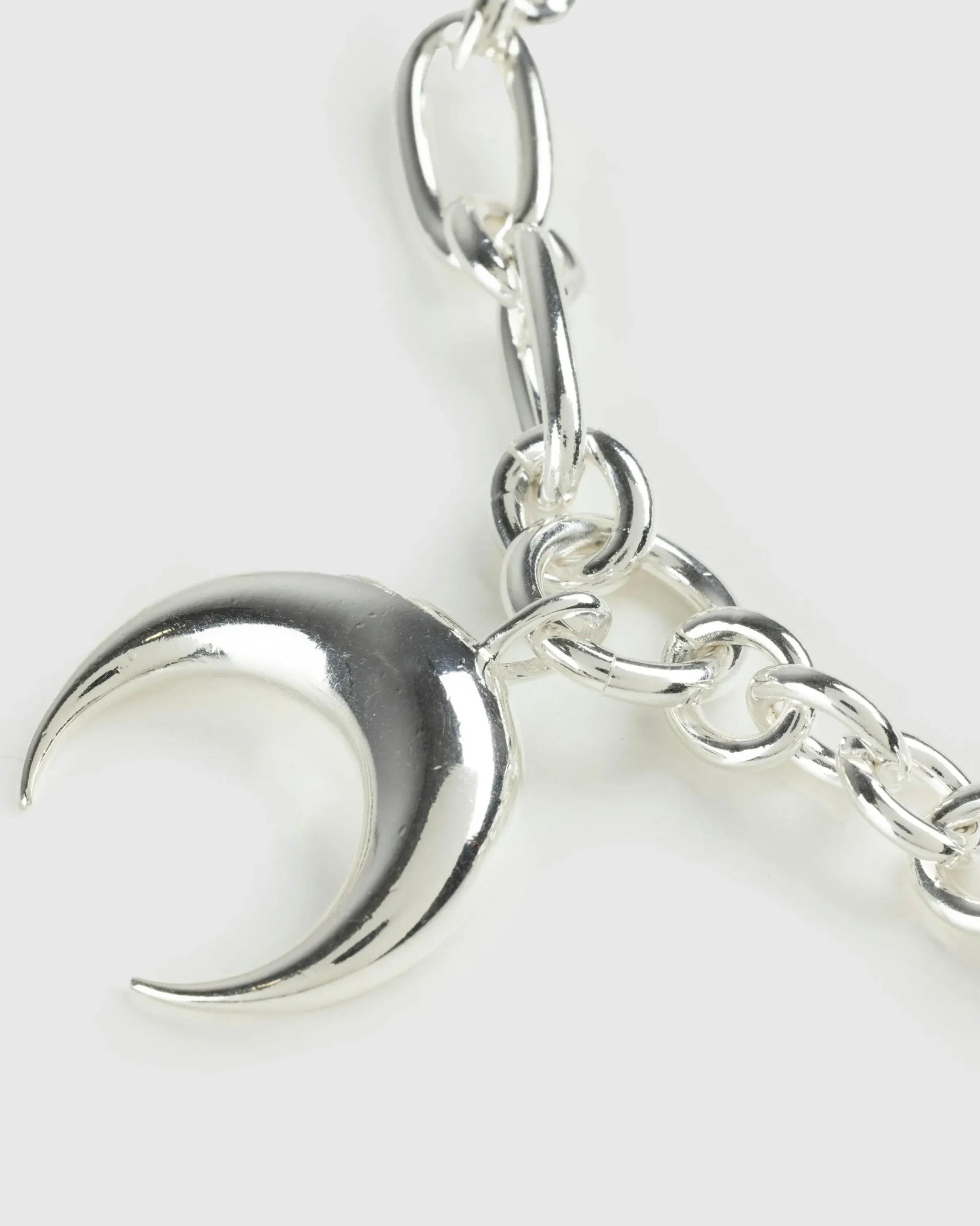 Marine Serre Recycled Pewter Moon Chain Shiny Silver- Jewelry