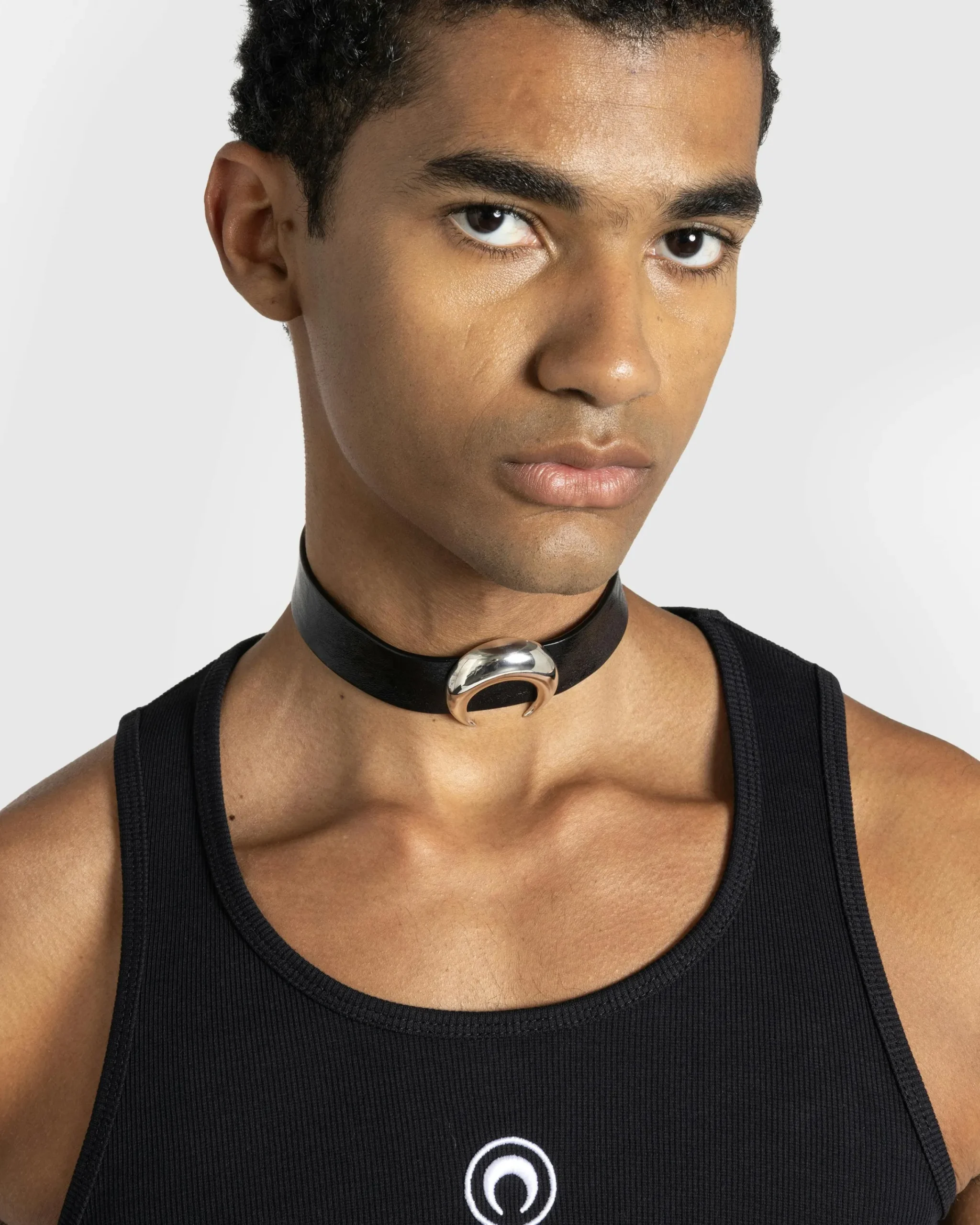 Marine Serre Recycled Pewter Moon Charm Choker- Jewelry